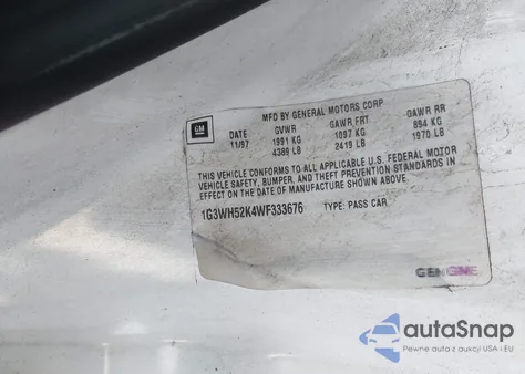 1998 Oldsmobile Intrigue from USA, damaged, VIN 1G3WH52K4WF333676